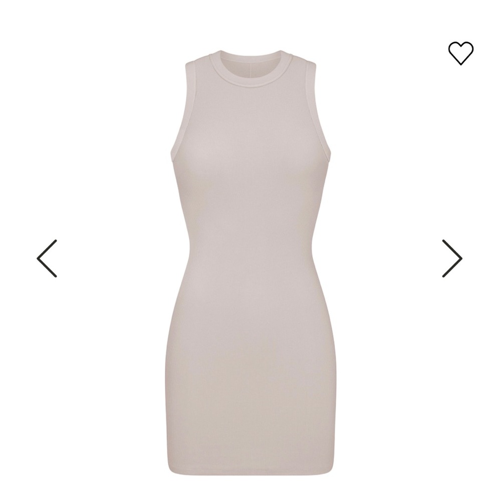 SKIMS Cream Bodycon Midi Dress Sleeveless Crew Neck